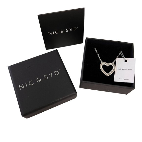 Nic & Syd Jewelry - NIB Nic & Syd Graceful Heart Necklace Rhodium Plated Brass Crystals Gift…